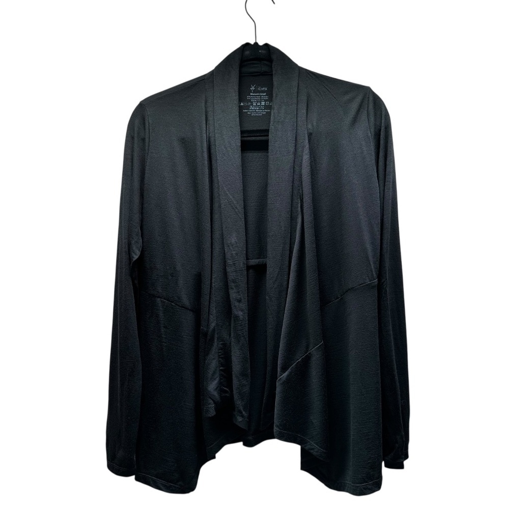 Ibex Cascade Open Cardigan Women's Size Small Black Classic Style Soft Versatile